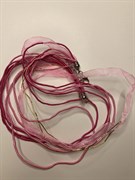 Шнур с замком нейлон с органзой 45 см розовый